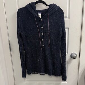Patagonia Navy Hooded Sweater with Button Detail Size Large Wool